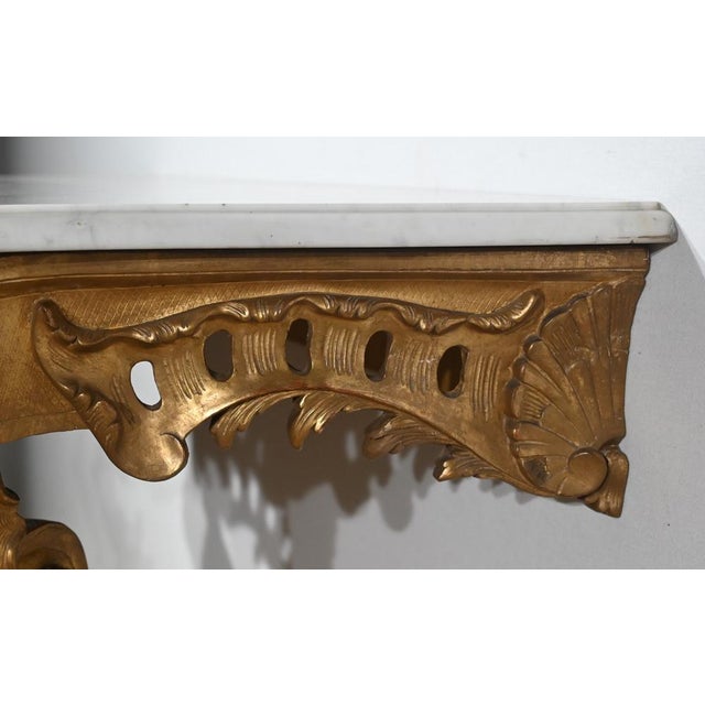 Napoleon III Giltwood Wall Console Table in Louis XV Style, 19th Century For Sale - Image 17 of 18