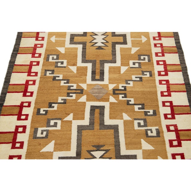 4 X7 Vintage Navajo Native American Indian Tribal Wool Rug For Sale - Image 10 of 10