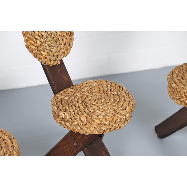 Vintage Tripod Chairs by Frida Minet and Adrien Audoux, 1950s, Set of 4 For Sale - Image 17 of 18