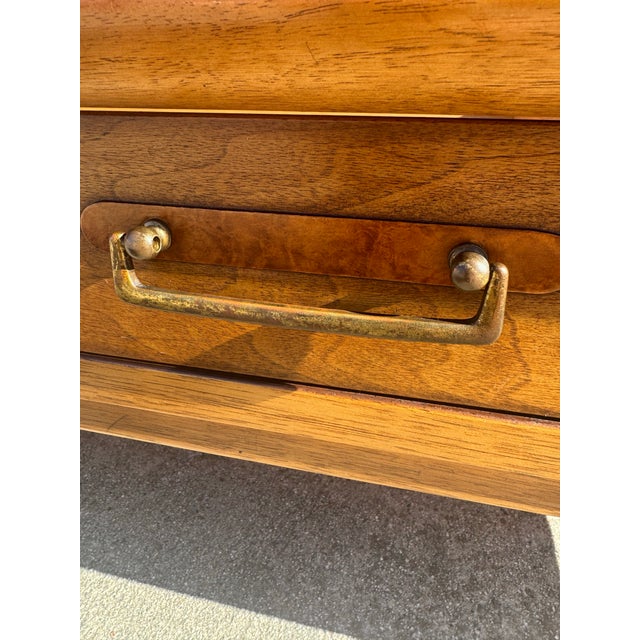 Wood Vintage Drexel Walnut & Travertine Coffee Table For Sale - Image 7 of 12