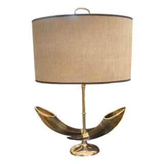 Early 20th Century Silver Horns Table Lamp For Sale