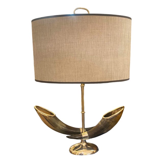 Early 20th Century Silver Horns Table Lamp For Sale