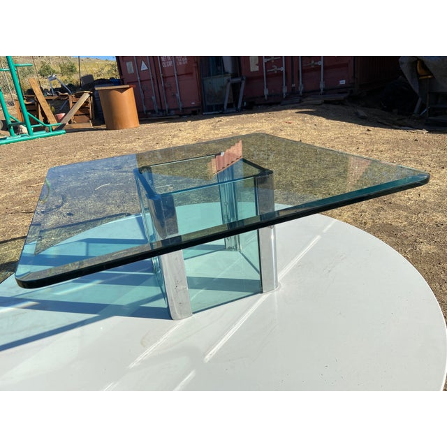 Vintage Mid Century Modern Leon Rosen for Pace Collection Chrome Glass Coffee Table Unmarked For Sale - Image 14 of 18