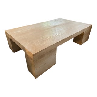 Andrianna Shamaris Bleached Teak Wood Coffee Table For Sale