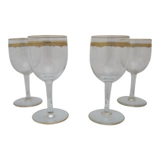 Elegant Gilt Crystal St Louis Style Port Wine 5 1/2" Glass Set of 4 For Sale