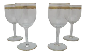 Elegant Gilt Crystal St Louis Style Port Wine 5 1/2" Glass Set of 4