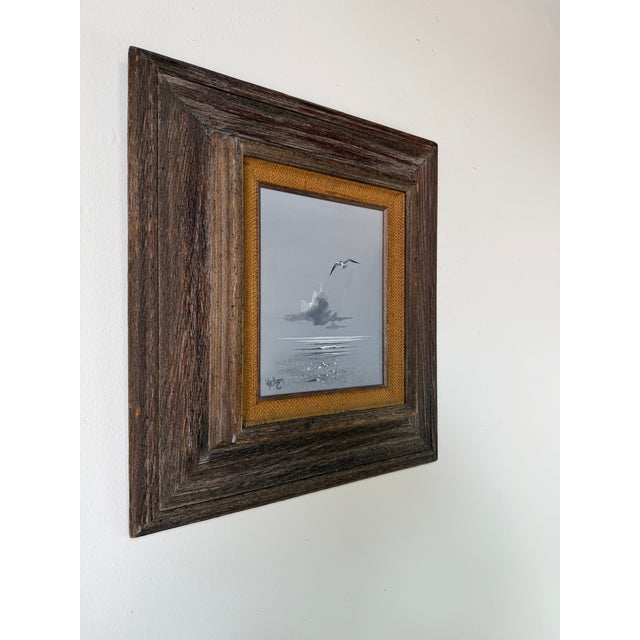 Original vintage oil on canvas by American artist Rex Duggar (Georgia, 1943–2009), depicting a calm and atmospheric ocean...