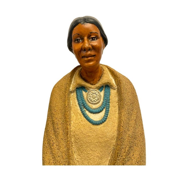 Vintage Large Native American Man & Woman Sand Folk Art Sculptures- a Pair For Sale - Image 4 of 9