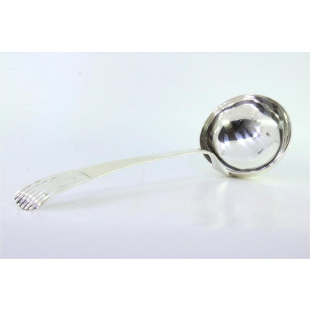 Plain Silver Soup Ladle with Embossed Handle For Sale - Image 3 of 7