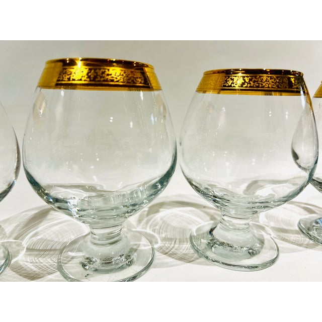 Traditional Vintage Classique Circleware Gold Rim Footed Brandy Snifter Set of 4 For Sale - Image 3 of 3