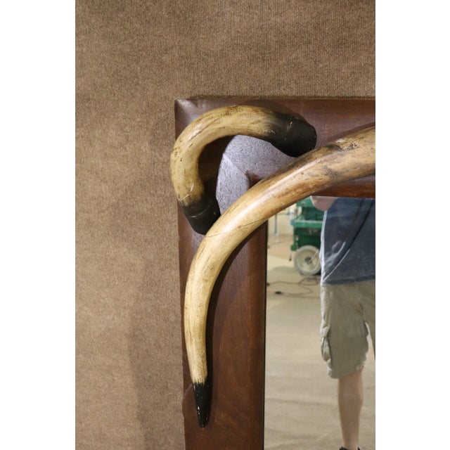 Rustic Mid 20th Century Large Horn Trim Mirror For Sale - Image 3 of 5