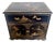 Vintage Black Lacquer Chinoiserie Cabinet With Hand-Painted Birds & Raised Relief Details For Sale