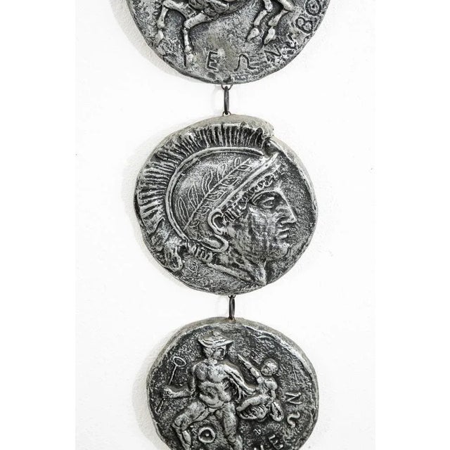 1960s Mid Century Modern Wall Hanging Relief Greek Round Pegasus Pendant Art Plaques For Sale - Image 5 of 9