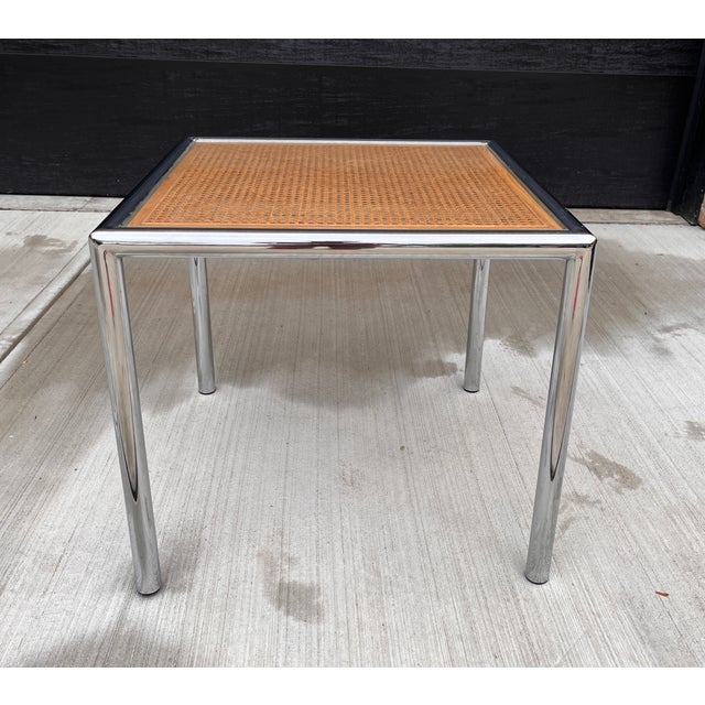 Vintage Milo Baughman for Design Institute Stainless Tubular Cane Table For Sale - Image 11 of 11
