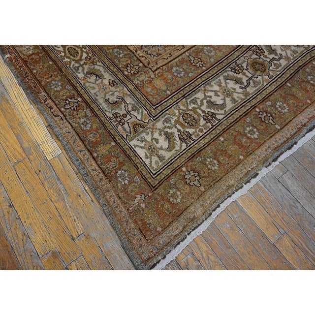 Textile Authentic Antique Persian Bibikabad Rug in a Ivory Background With Medallion Design For Sale - Image 7 of 7