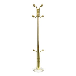 Italian Brass-Plated Coat Rack with Marble Base, 1970s For Sale