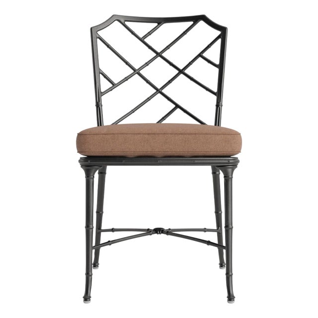 Brown Jordan Calcutta Side Chair, Textured Pewter frame with Fusion Clay fabric For Sale