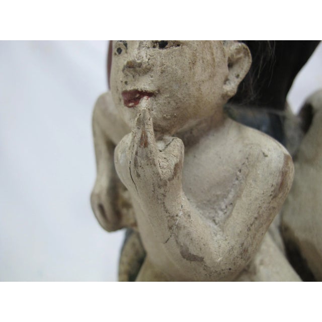 South Asian Carved Wood Buddha Serpent Bird Figural Statue For Sale - Image 11 of 12