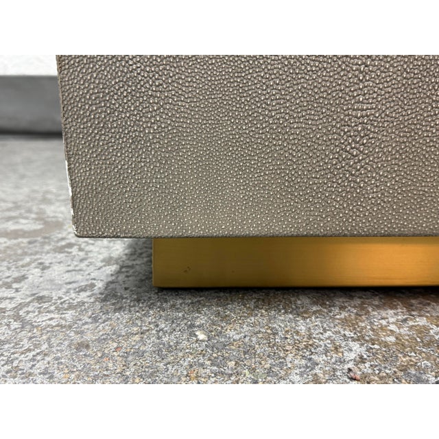 Gray Restoration Hardware Gray Shagreen Plinth Side Tables, Pair For Sale - Image 8 of 12