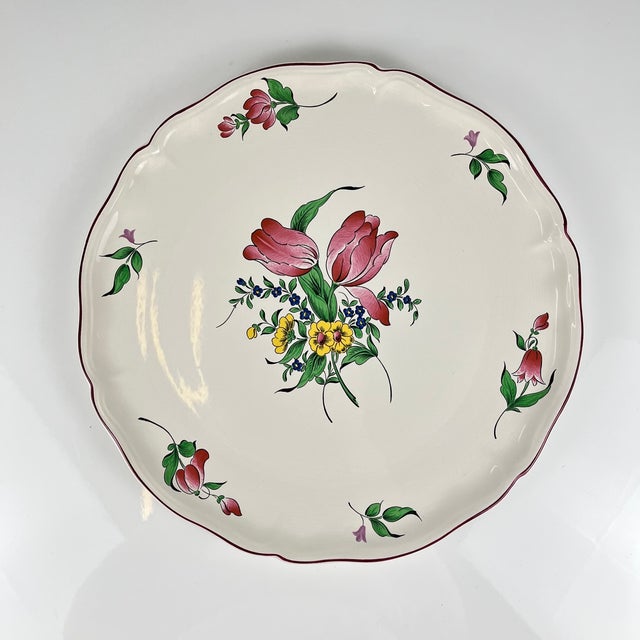 Green Streetlight Cake Plate with Tulip Motif from KG Lunéville Model, 1980s For Sale - Image 8 of 8