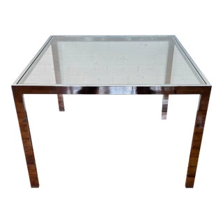 1970s Mid Century Glass & Chrome Side Table in the Style of Milo Baughman For Sale