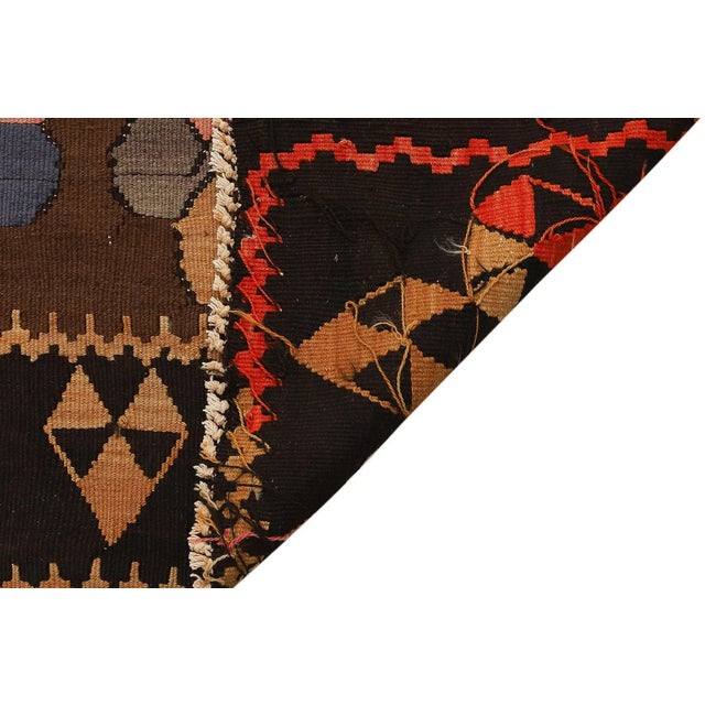 Mid 20th Century Mid 20th Century Orange & Brown Large Vintage Kilim Rug For Sale - Image 5 of 7