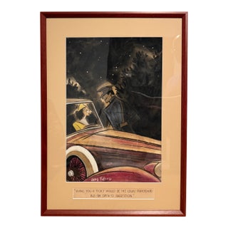 1937 Jaro Fabry Watercolor Painting For Sale