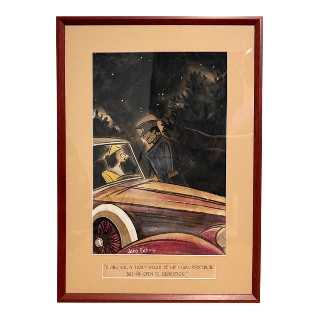 1937 Jaro Fabry Watercolor Painting For Sale