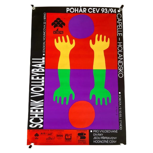 Volleyball Poster, Czechoslovakia, 1993 For Sale