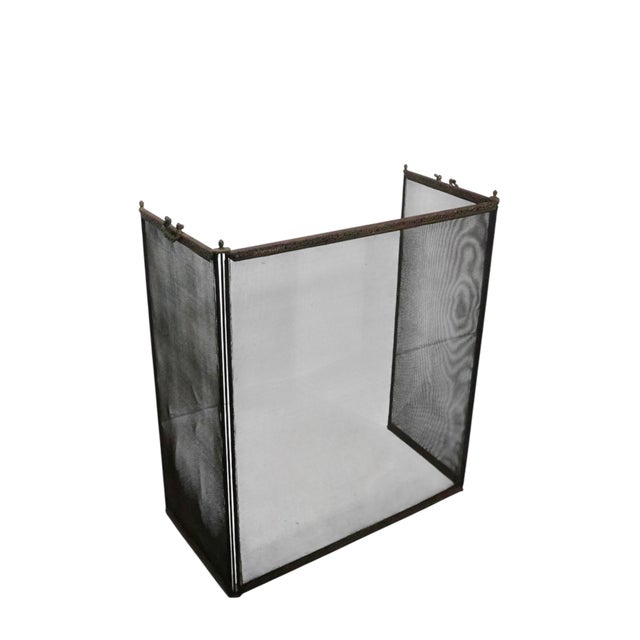 Metal Vintage Folding Fireplace Screen Spark Guard C. 1920/30's For Sale - Image 7 of 12