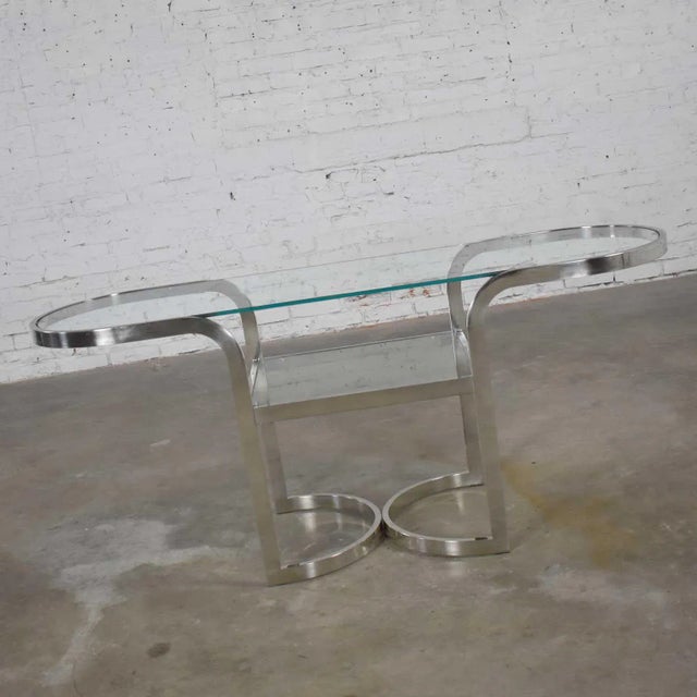 Chrome Mid-Century Modern Polished Chrome Oval Sofa or Console Table For Sale - Image 8 of 13