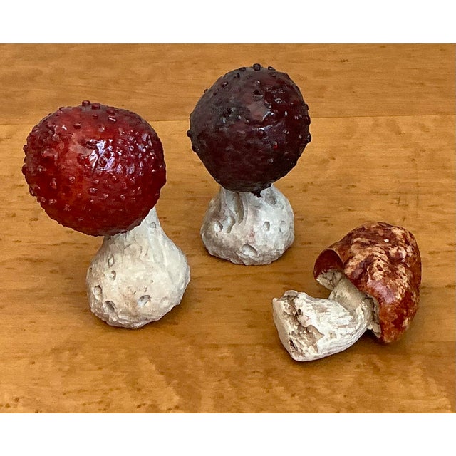 Contemporary Vintage Glazed Ceramic Mushrooms - Set of 3 For Sale - Image 3 of 12