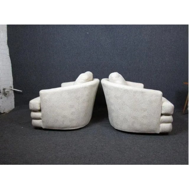 Pair of Mid-Century White Lounge Chairs For Sale - Image 4 of 11