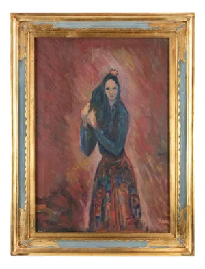 Sirio Pellegrini, Portrait of Woman, Oil on Board, 1960s