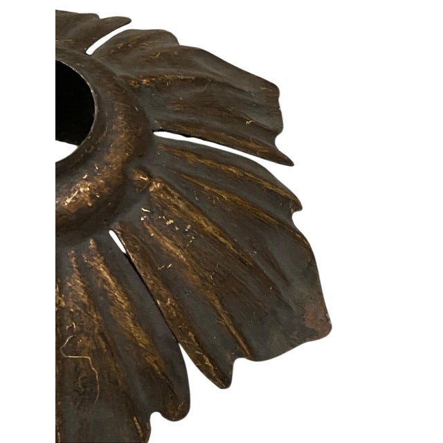 Art Nouveau Antique Art Nouveau Solid Metal Floral Shape Ceiling Light Plate For Sale - Image 3 of 4