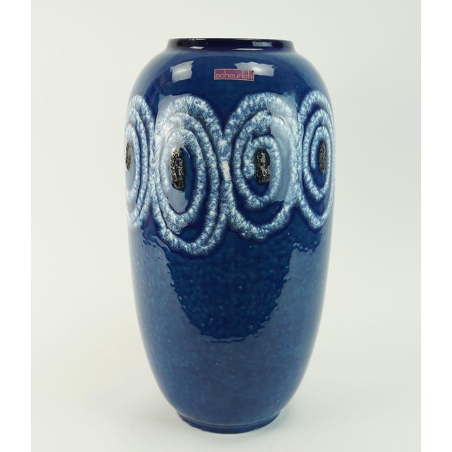 Mid-Century Fat Lava Ceramic Model No. 546-41 Vase with Blue White Swirl Pattern from Scheurich Keramik, 1960s For Sale - Image 9 of 10