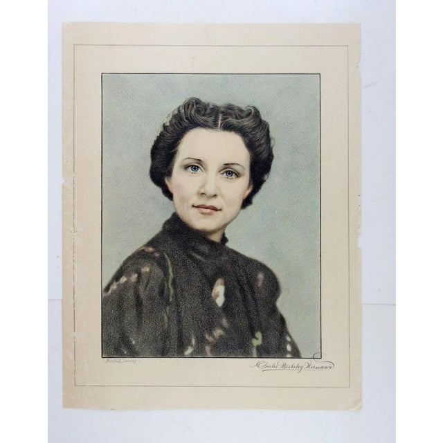 Vintage Charles Berkeley Normann Portrait of Geneva Flores Hart Drawing For Sale - Image 4 of 5