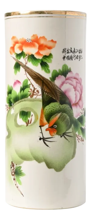 Hand-Painted Chinese Porcelain Hat Stand Vase, 1930s