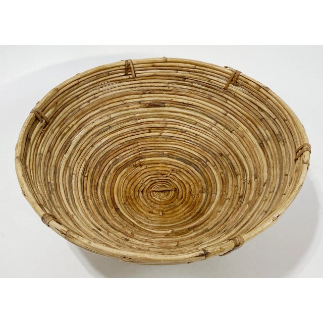 Mid 20th Century Large Vintage Coiled Pencil Reed Bowl For Sale - Image 5 of 7