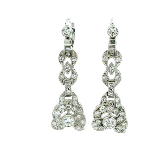 One-of-a-Kind Talia Jade Deco Revival Diamond Drop Earrings Platinum 5.50 Ct For Sale - Image 11 of 11