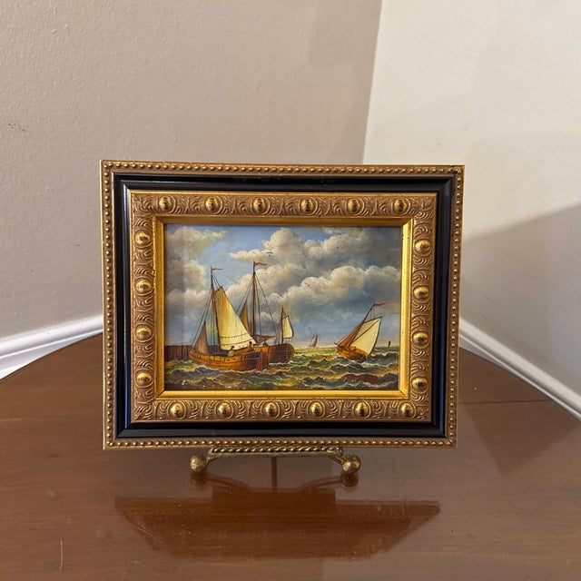 “Warm Waters” Vintage Sailboat Seascape Oil Painting For Sale - Image 10 of 11