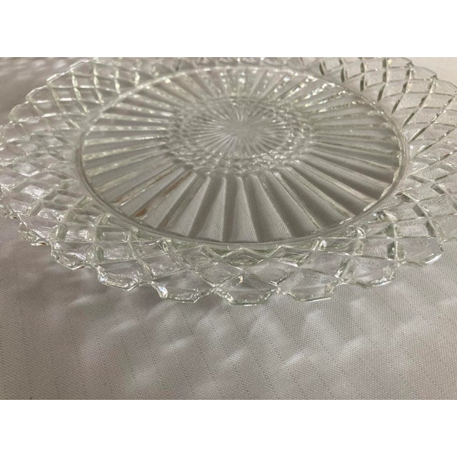 Vintage Clear Cut Glass Plates S/2 For Sale - Image 4 of 5