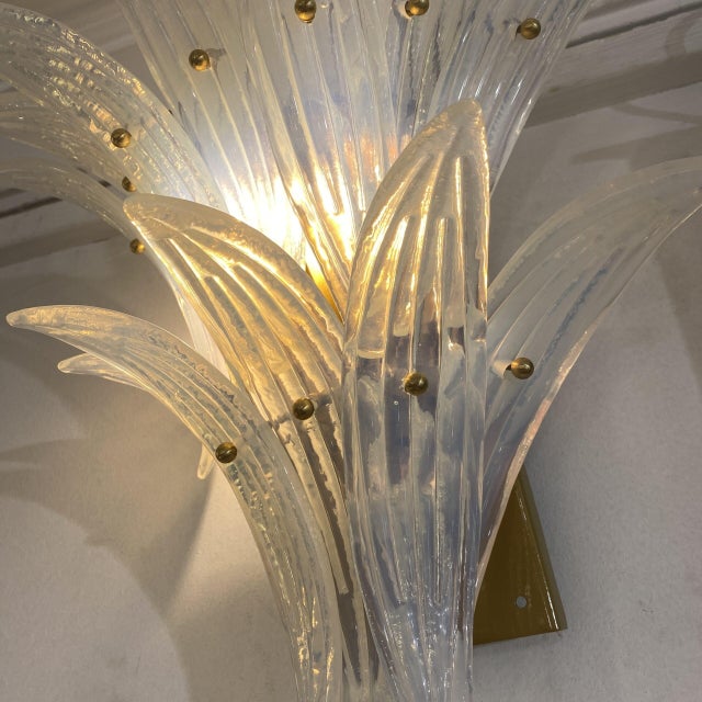 Small Palmette Sconces by Ercole Barovier for Barovier & Toso, 1950s, Set of 2 For Sale - Image 4 of 5