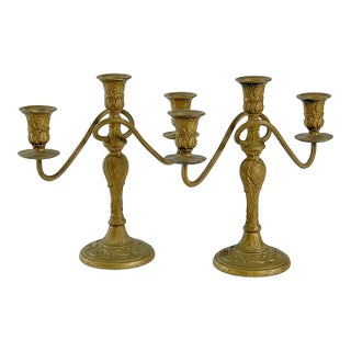 Pair of 1930's Wm Rogers Ornate 3 Arm Candelabras For Sale
