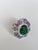 Set in 18k Gold, Carved Emerald, Blue Sapphires, Rubies & Diamonds Cocktail Ring, Size 6 For Sale - Image 10 of 10