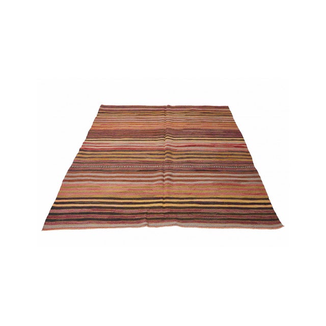 Mid-Century Modern Striped Vintage Decorative Kilim Rug - 5`2" X 6`10" For Sale - Image 3 of 6