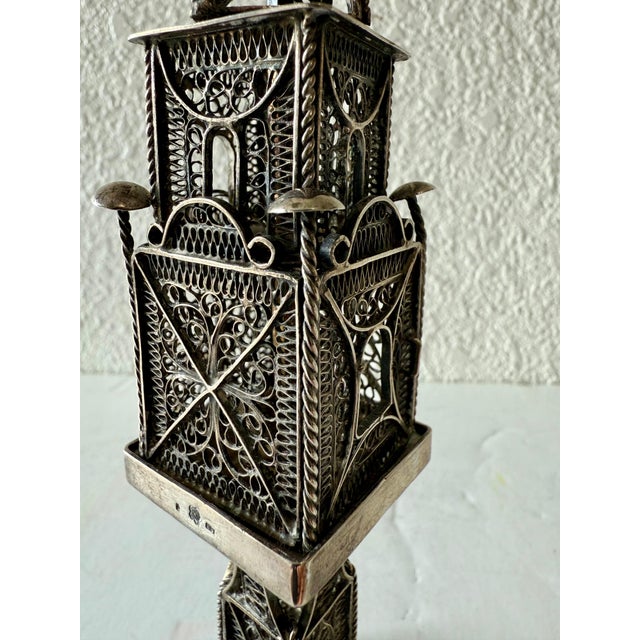 Rare 19th C Antique Silver Filigree Judaica Besamim Spice Tower Austro Hungarian For Sale - Image 12 of 12