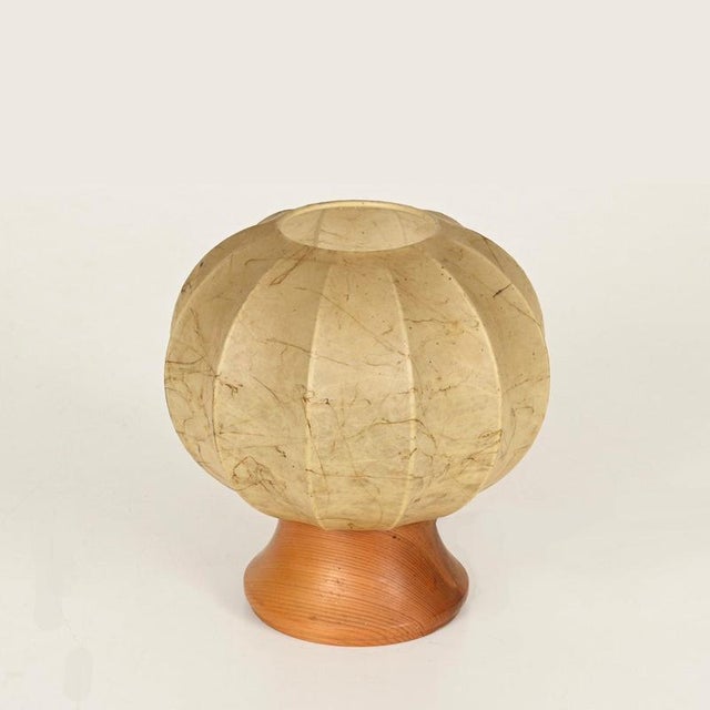 Mid-Century Cocoon Table Lamp with Wood Base by Achille Castiglioni for Flos, Italy, 1960s For Sale - Image 9 of 15