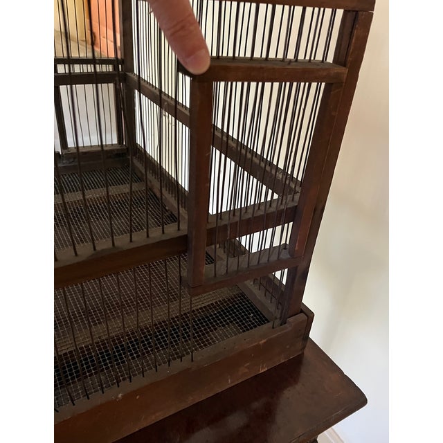 Large Antique Early 20th Century French Wood and Wire Turreted Bird Cage For Sale - Image 18 of 18