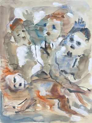 Gilbert Pauli, Children in Rebellion, Watercolor on Paper, 1997